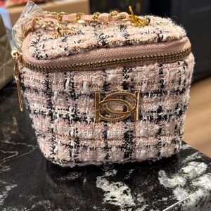 Bebe Kamala Tweed Mini Bag - Pink and Gold